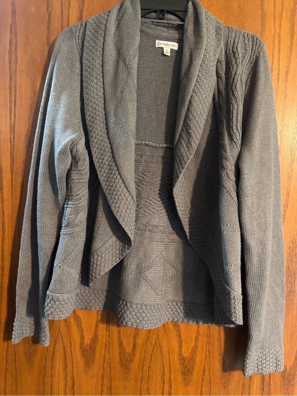 croft & barrow Gray Open-Front Shawl Collar Cardigan